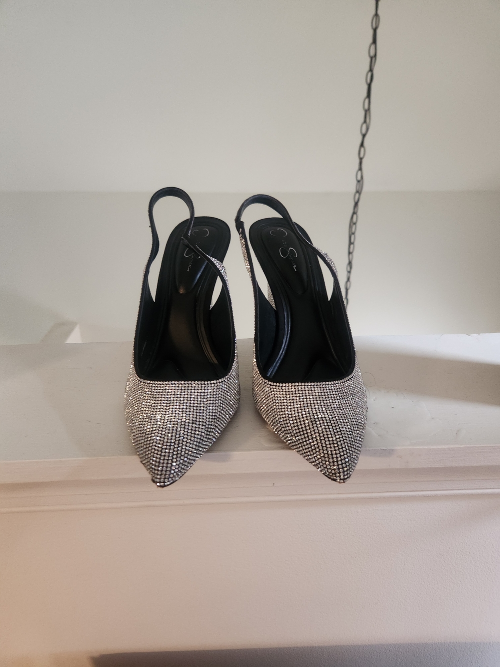 Jessica Simpson Silver Crystal Slingback Pumps
